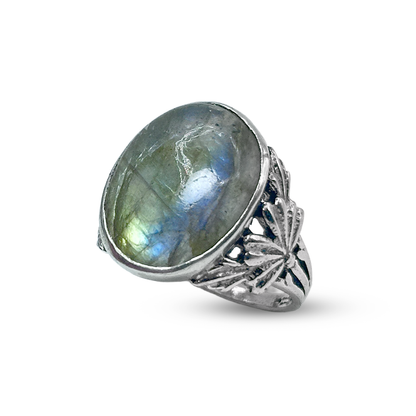 Labradorite Women Ring - Floral Band Design