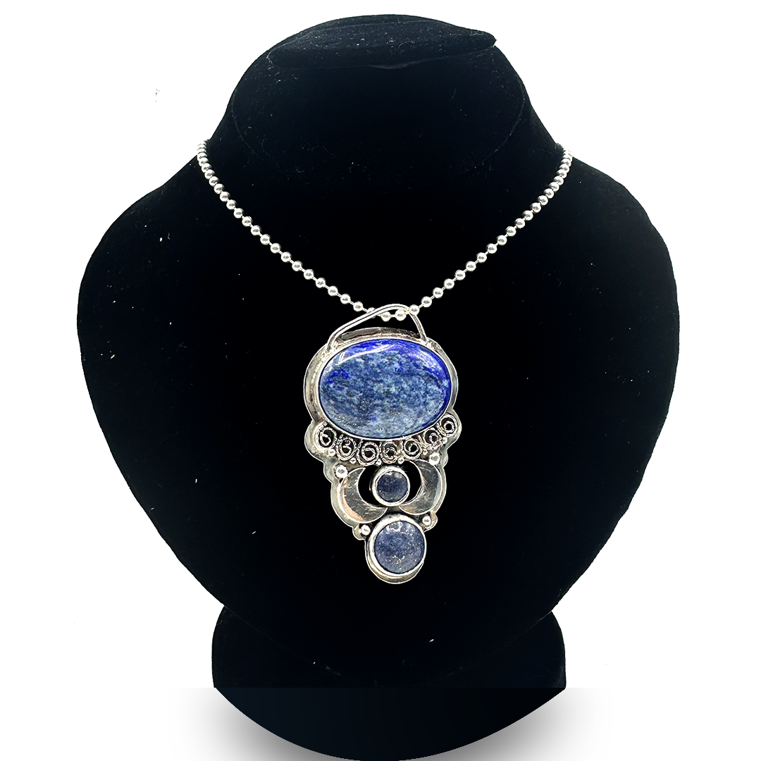 Lapis Pendant - Antique Skull Design