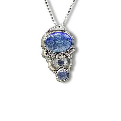 Lapis Pendant - Antique Skull Design