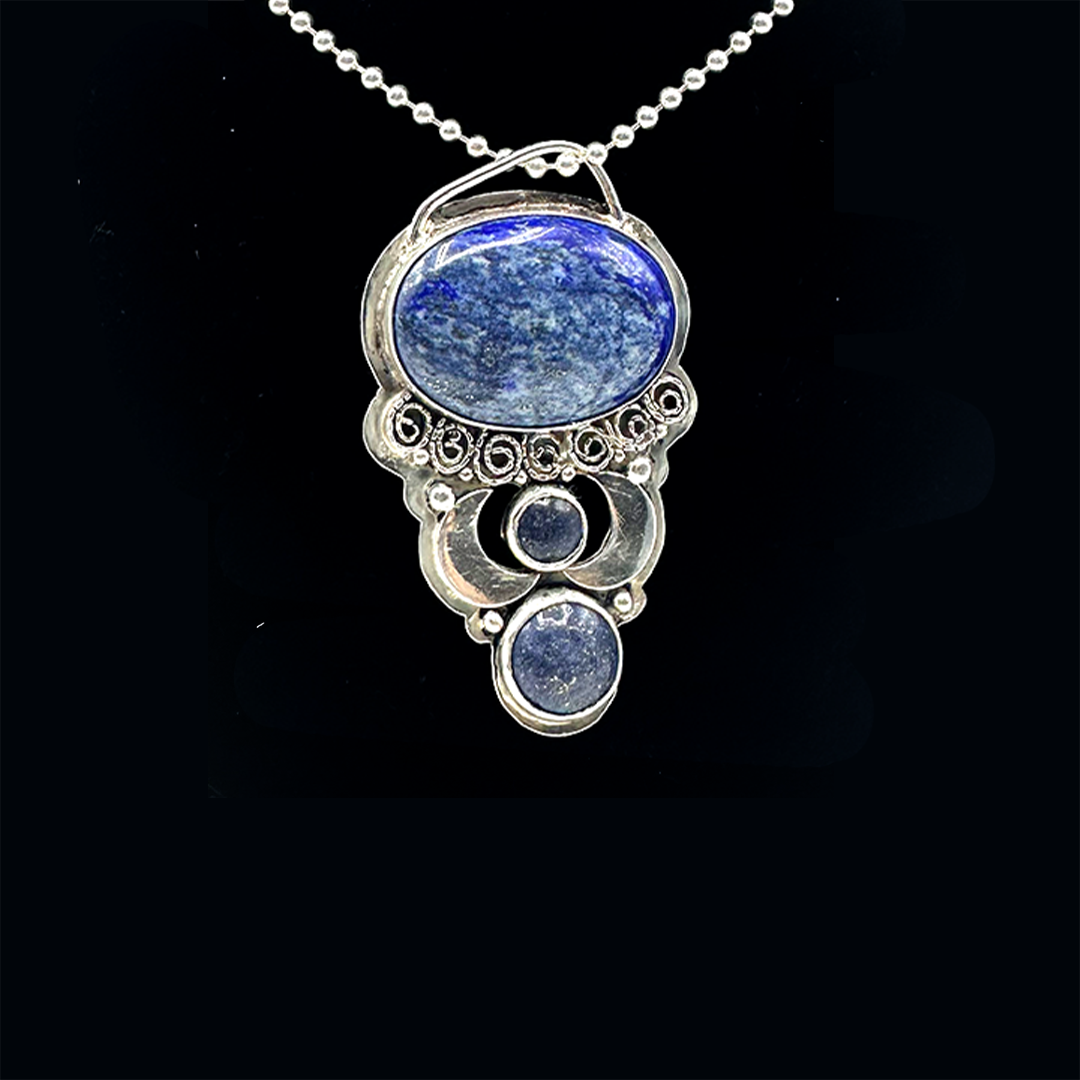 Lapis Pendant - Antique Skull Design