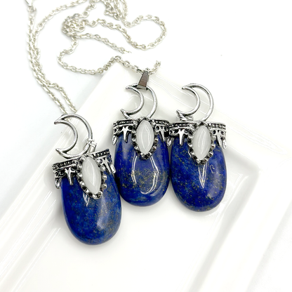 Lapis Pendant - Creasent Cup Design