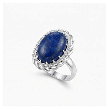 Lapis Women Ring - Vintage-Style Halo