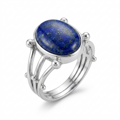 Lapis Women Ring - Beaded