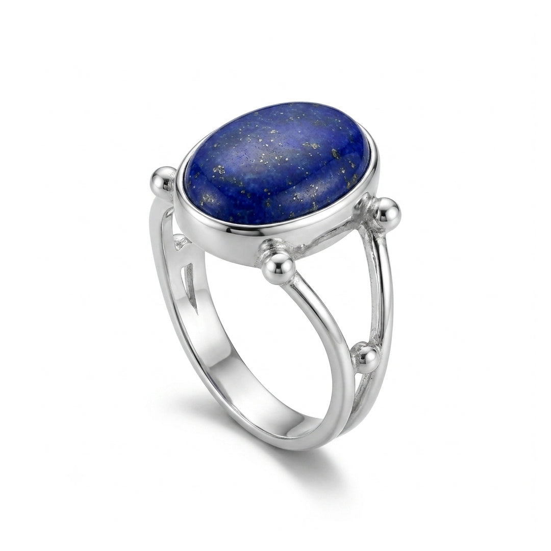 Lapis Women Ring - Minimal Bead