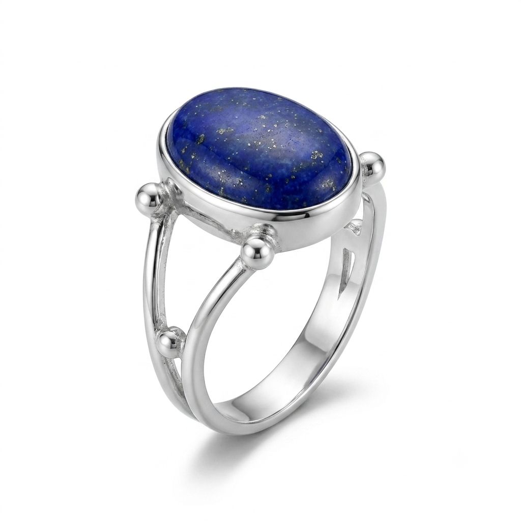 Lapis Women Ring - Minimal Bead