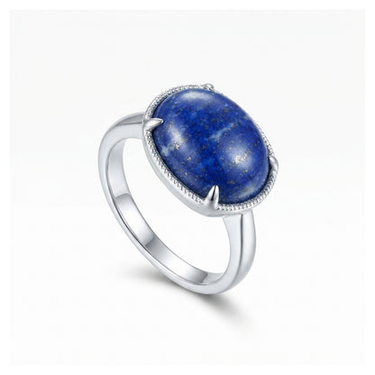 Lapis Women Ring - Milgrain Oval