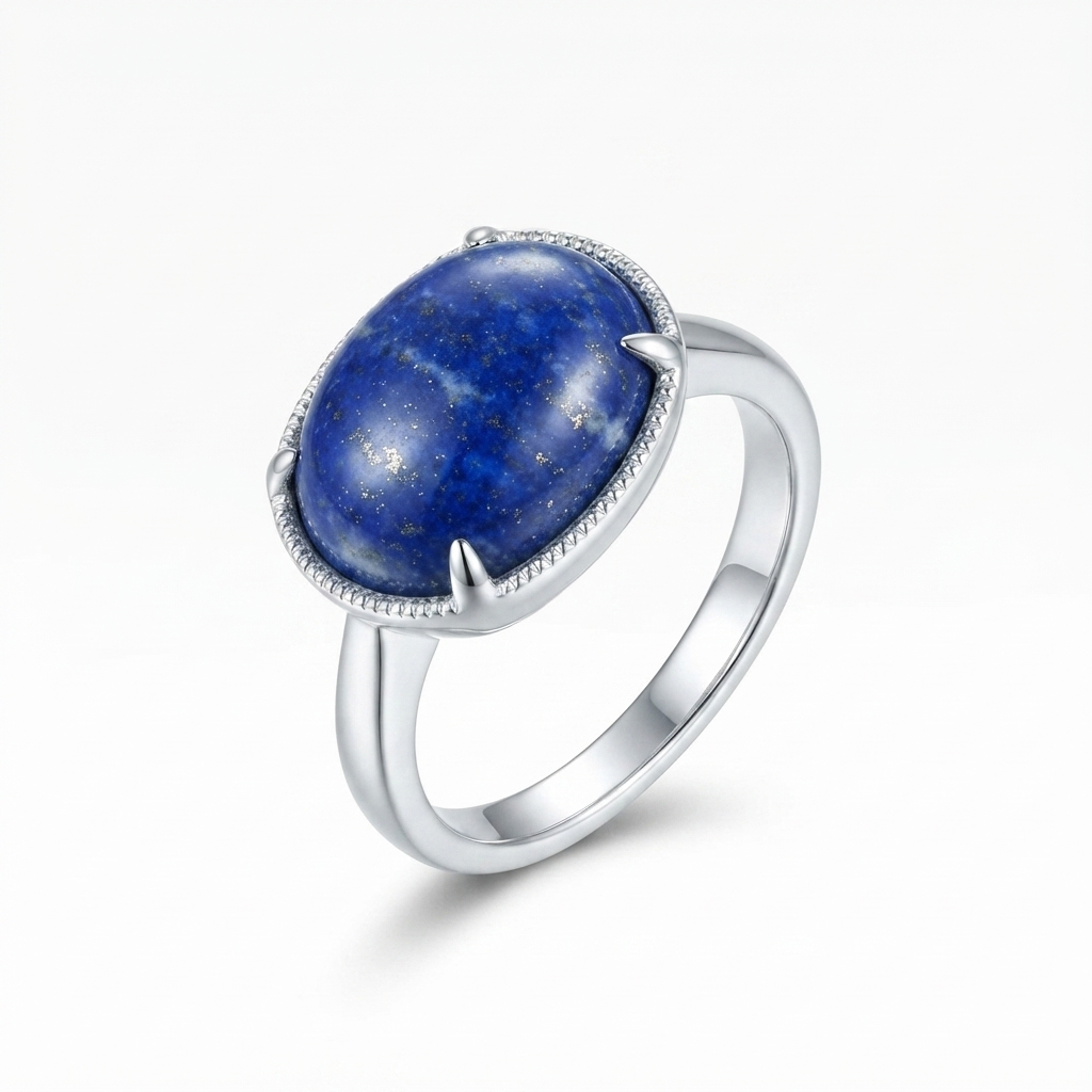 Lapis Women Ring - Milgrain Oval
