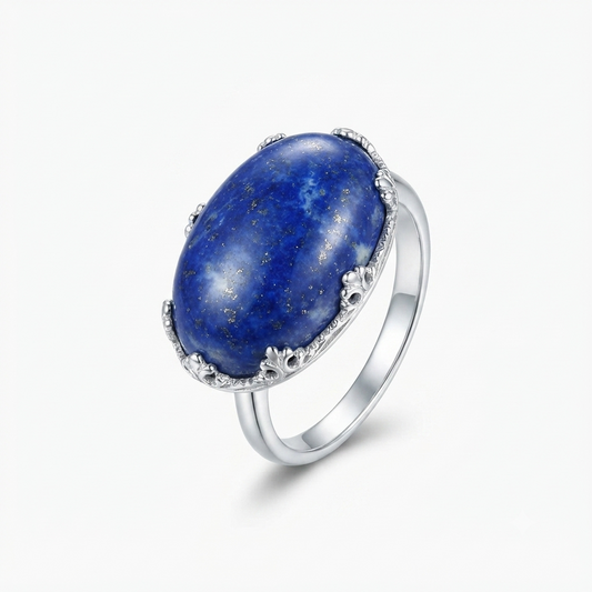 Lapis Women Ring - Vintage Crown