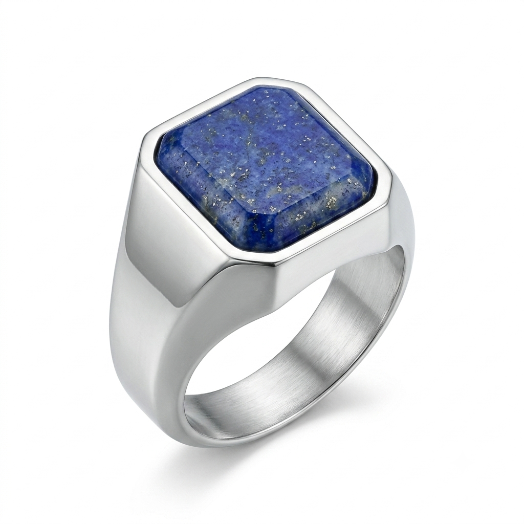 Lapis Men Ring - Cut Signet