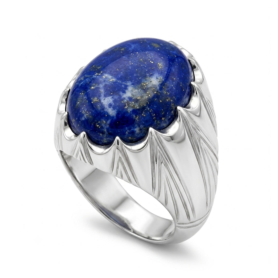 Lapis Men Ring - Crown Signet