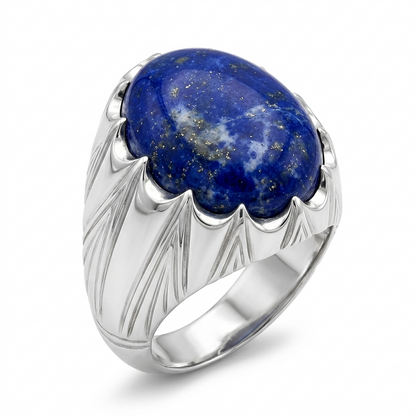 Lapis Men Ring - Crown Signet