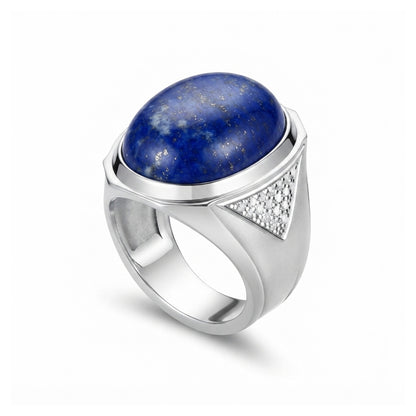 Lapis Men Ring - Triangular Pave