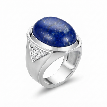 Lapis Men Ring - Triangular Pave