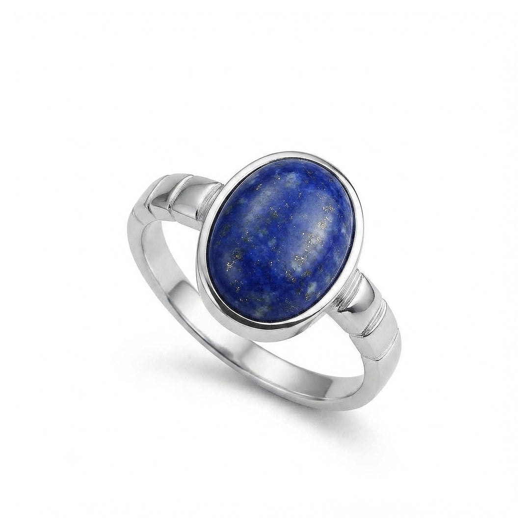 Lapis Men Ring - Beaded Shank