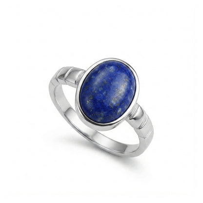 Lapis Men Ring - Beaded Shank