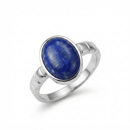 Lapis Men Ring - Beaded Shank