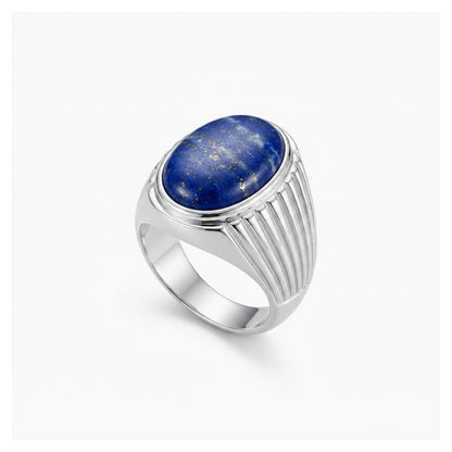 Lapis Men Ring - Fluted Signet