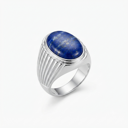 Lapis Men Ring - Fluted Signet