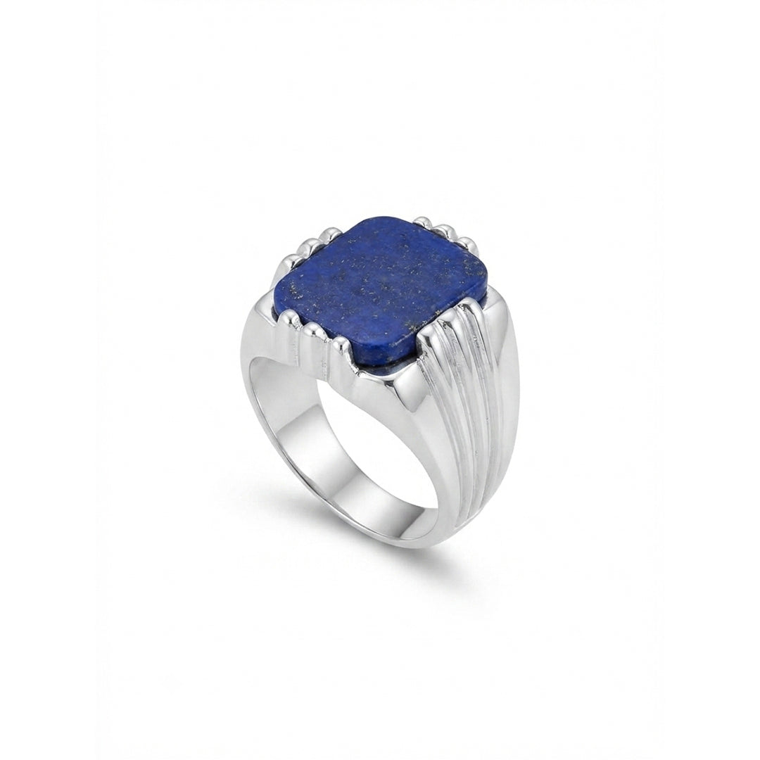 Lapis Men Ring - Rectangular Cabochon