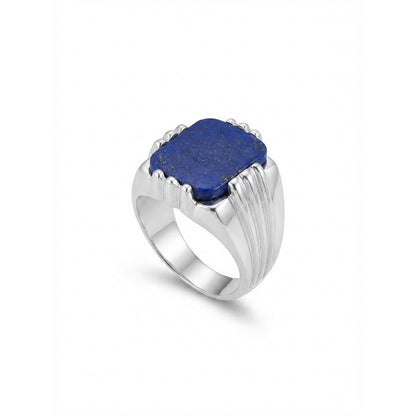 Lapis Men Ring - Rectangular Cabochon