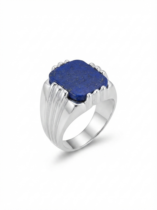 Lapis Men Ring - Rectangular Cabochon