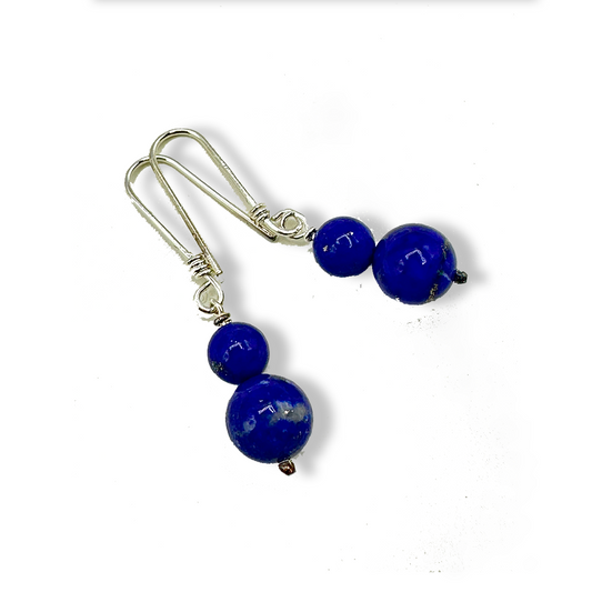 Lapis Earrings - Beads Ear Studs