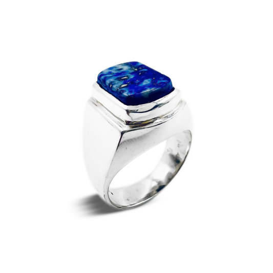 Lapis Men Ring – Double Frame Cup