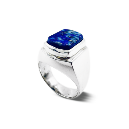 Lapis Men Ring – Double Frame Cup