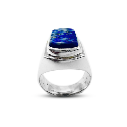 Lapis Men Ring – Double Frame Cup