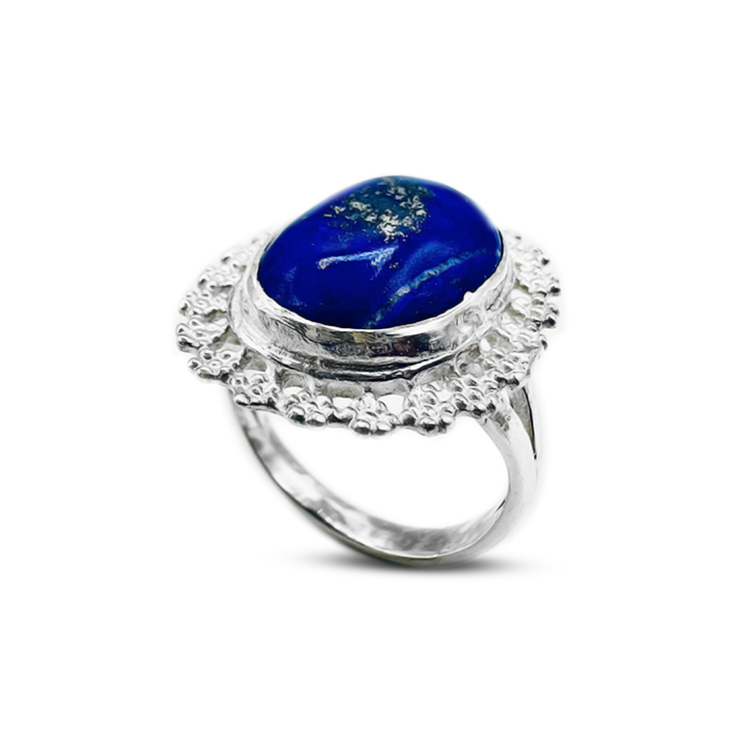 Lapis Women Ring – Flower Cup Design