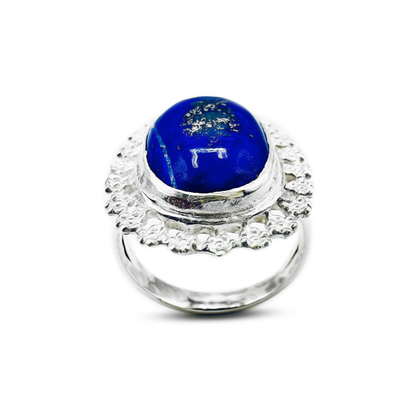 Lapis Women Ring – Flower Cup Design