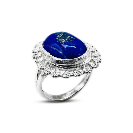 Lapis Women Ring – Flower Cup Design