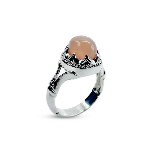 Moon Stone Men Ring - Direction Band Design