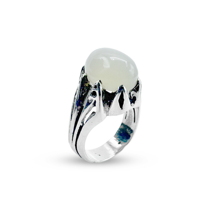 Moon Stone Men Ring - Teeth Band design