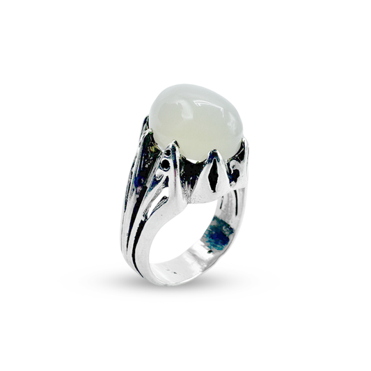 Moon Stone Men Ring - Teeth Band design