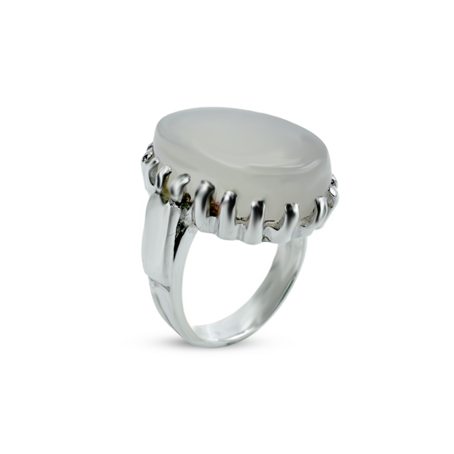 Moon Stone Men Ring - Pillar Cup Design