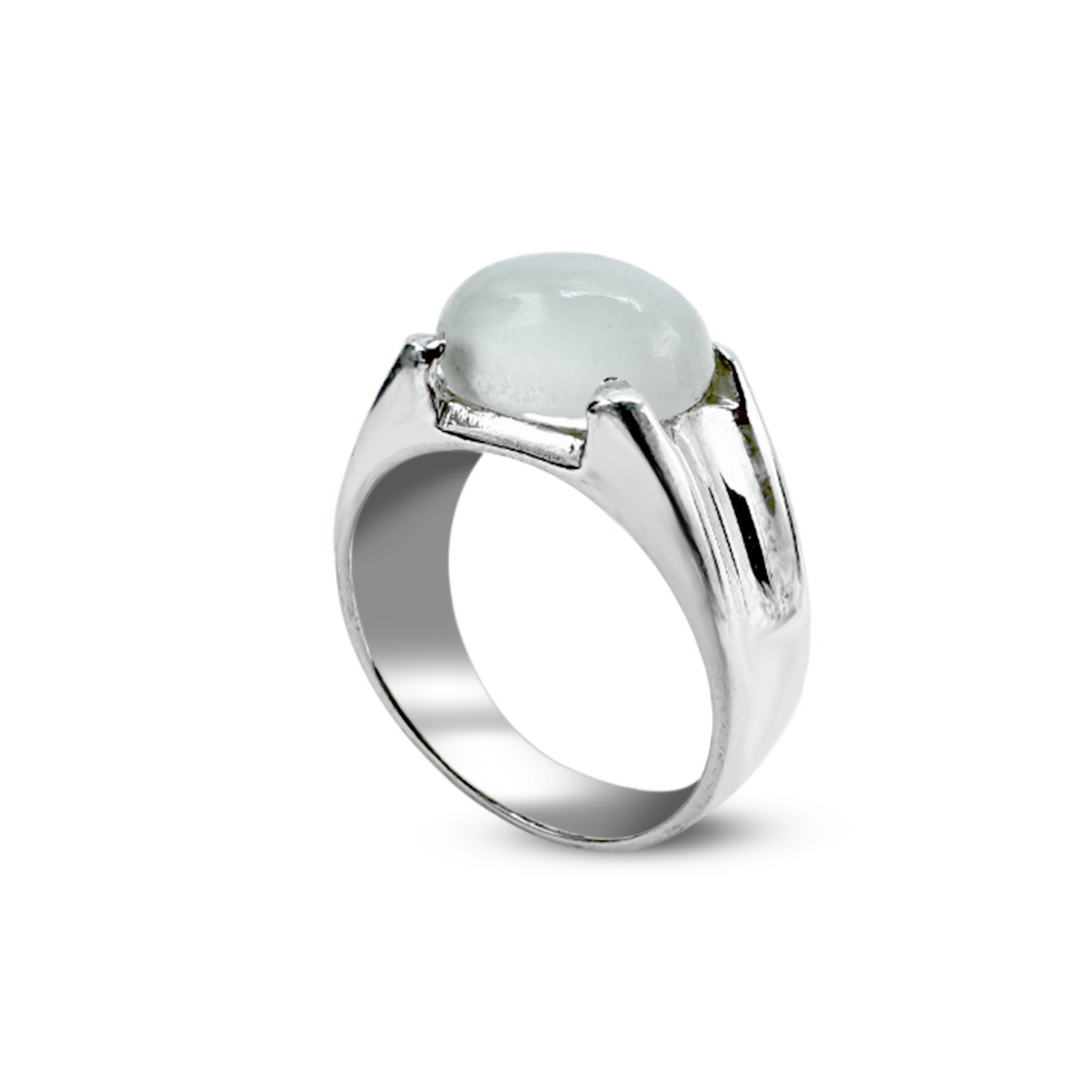 Moon Stone Men Ring - Fancy Band Design