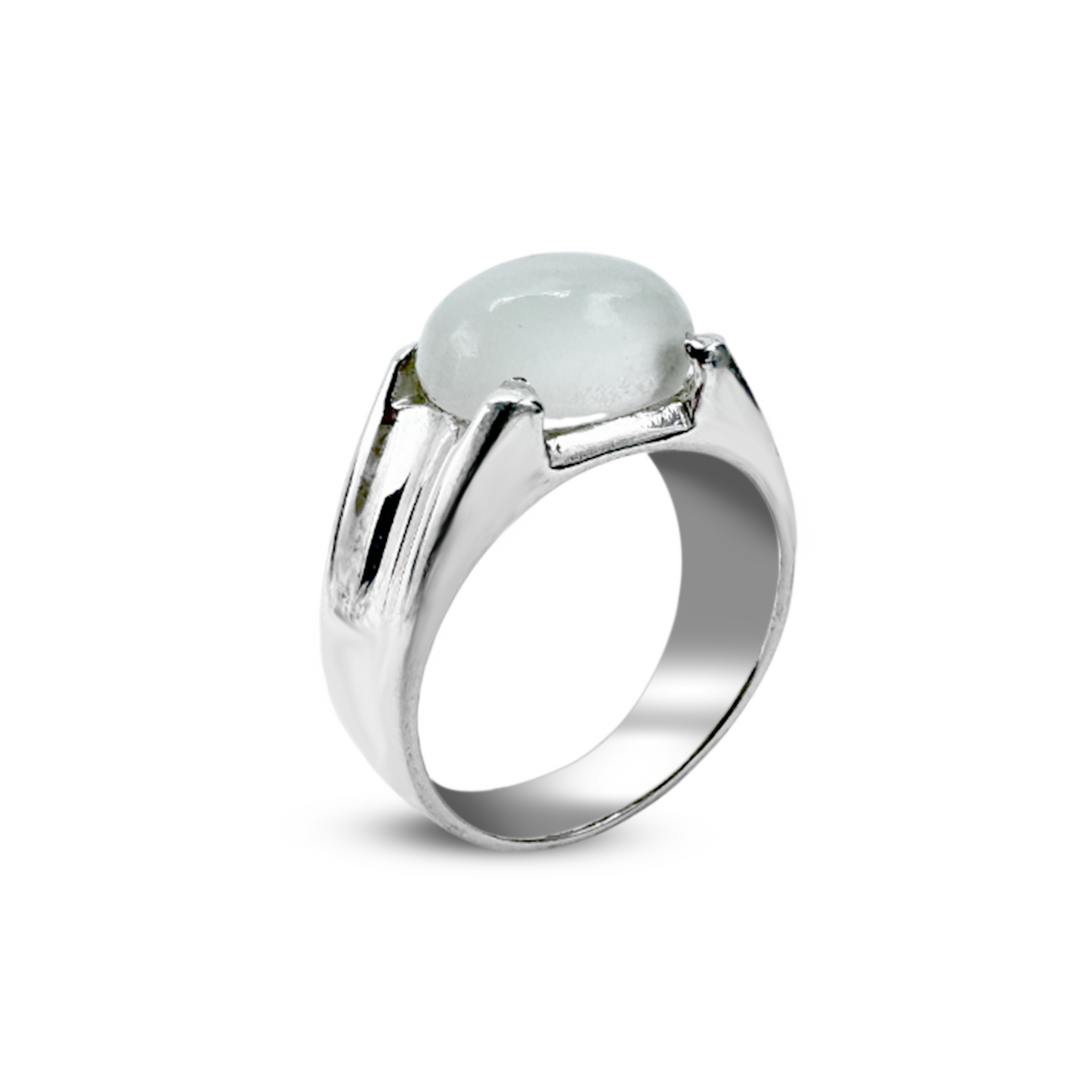 Moon Stone Men Ring - Fancy Band Design