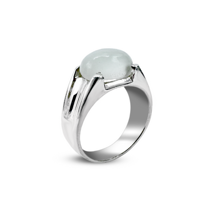 Moon Stone Men Ring - Fancy Band Design