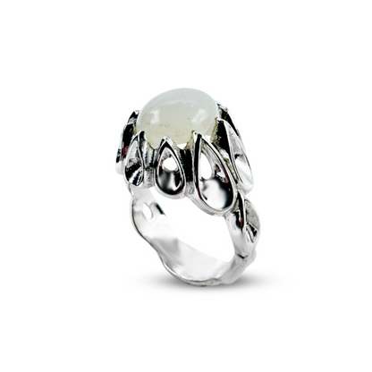 Moon Stone Men Ring - Tear Design Ring