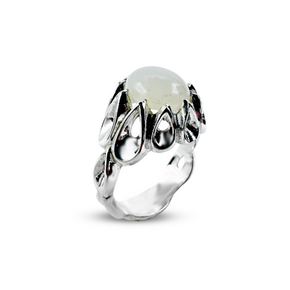 Moon Stone Men Ring - Tear Design Ring
