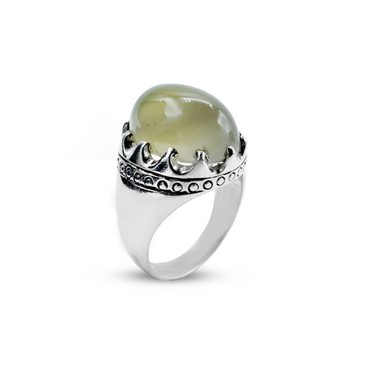Moon Stone Men Ring - Hole Strip design