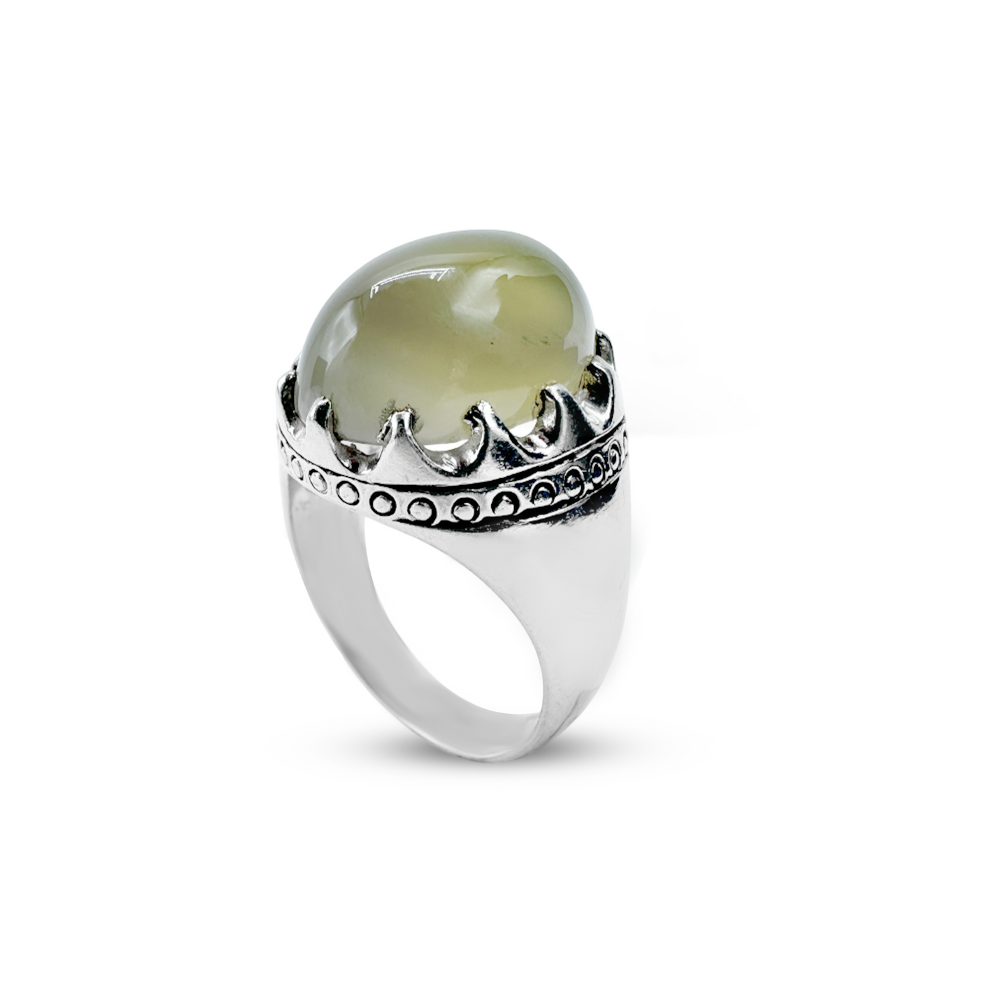 Moon Stone Men Ring - Hole Strip design