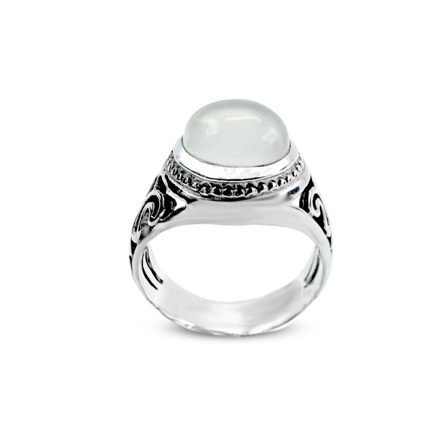 Moon Stone Men Ring - Mishal Band Design