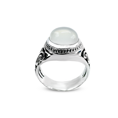 Moon Stone Men Ring - Mishal Band Design
