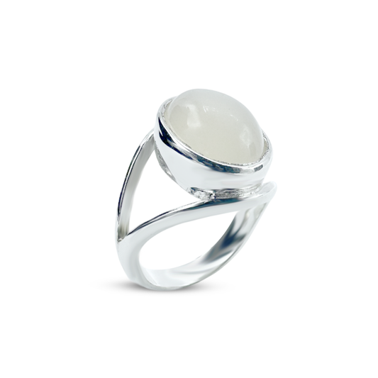 Moon Stone Women Ring - Mid Mount design
