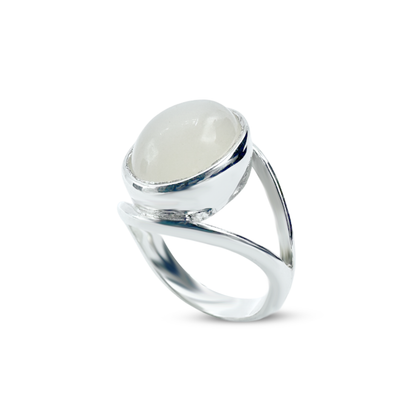 Moon Stone Women Ring - Mid Mount design