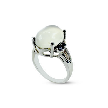 Moon Stone Women Ring - Zircon Collar Design