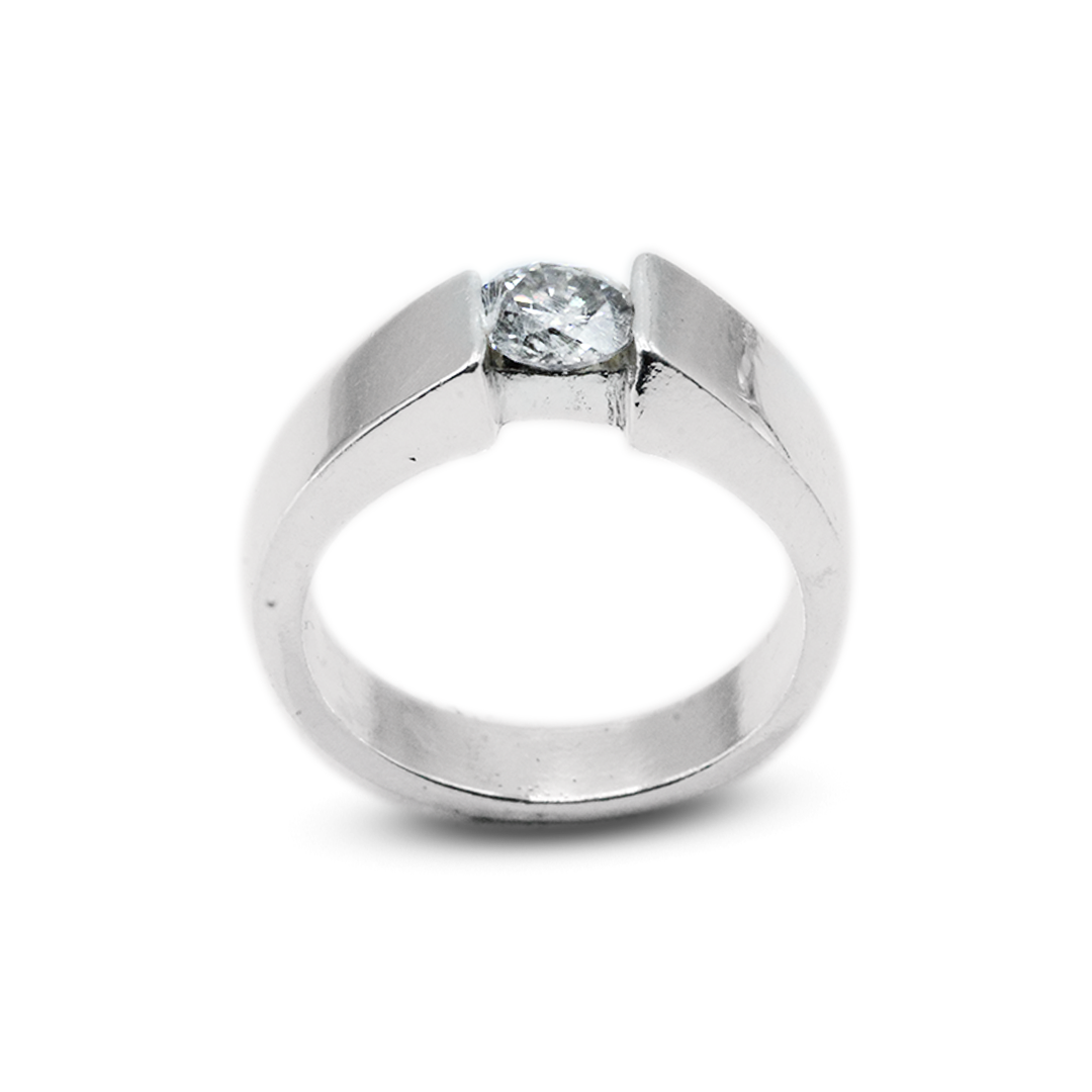 Moissanite Men Ring – Inlay Plain Band