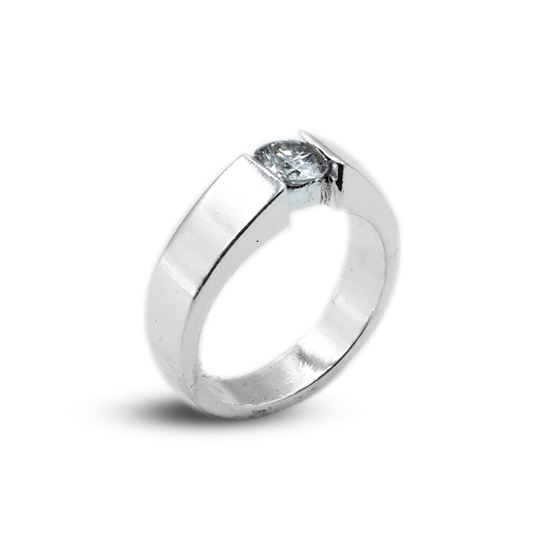 Moissanite Men Ring – Inlay Plain Band